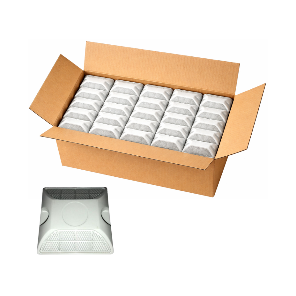 50 Pack - White Commercial Raised Pavement Markers / Road Reflectors