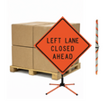 Quantity 5 - Bulk Pallet Pricing "Left Lane Closed Ahead" Roll-Up Traffic Signs