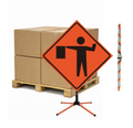 Quantity 5 - Bulk Pallet Pricing "Flagger Symbol" Roll-Up Traffic Signs