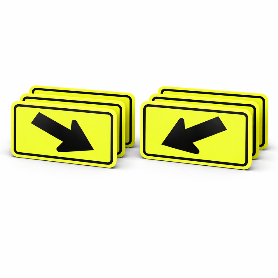 Bundle of 6 – 18” x 30” MUTCD W16-7 Traffic Safety Diagonal Arrow Signs (3 Left, 3 Right)