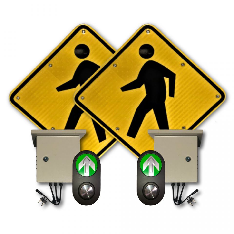 24" Solar-Powered LED Flashing Crosswalk System