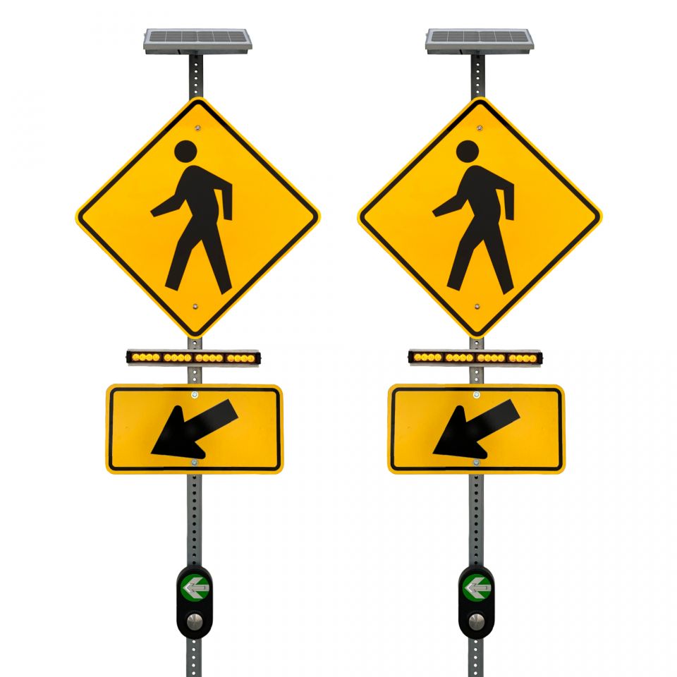 Solar Horizontal Rapid Flashing Beacon System with Push Button Activation - RRFB