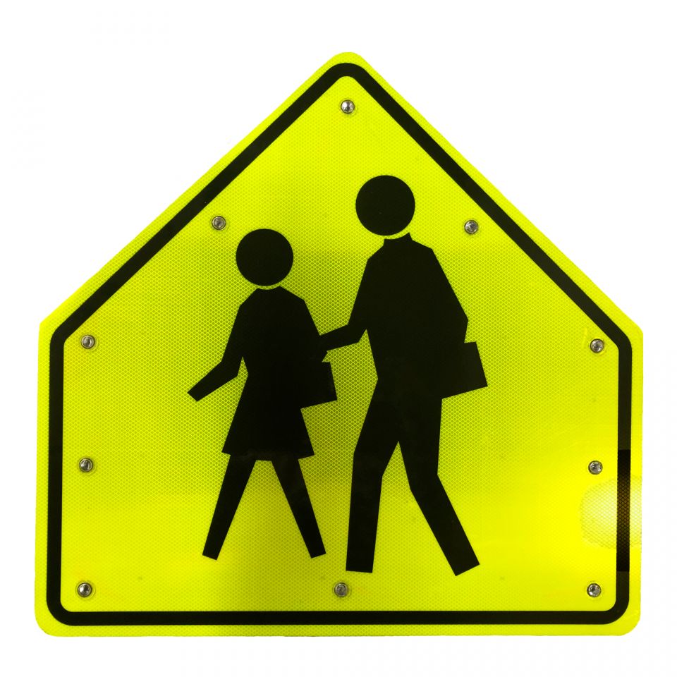 24" LED Flashing School Crossing Sign for Safety