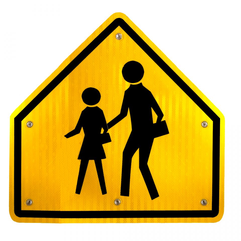 30" LED Flashing School Crossing Sign for Safety