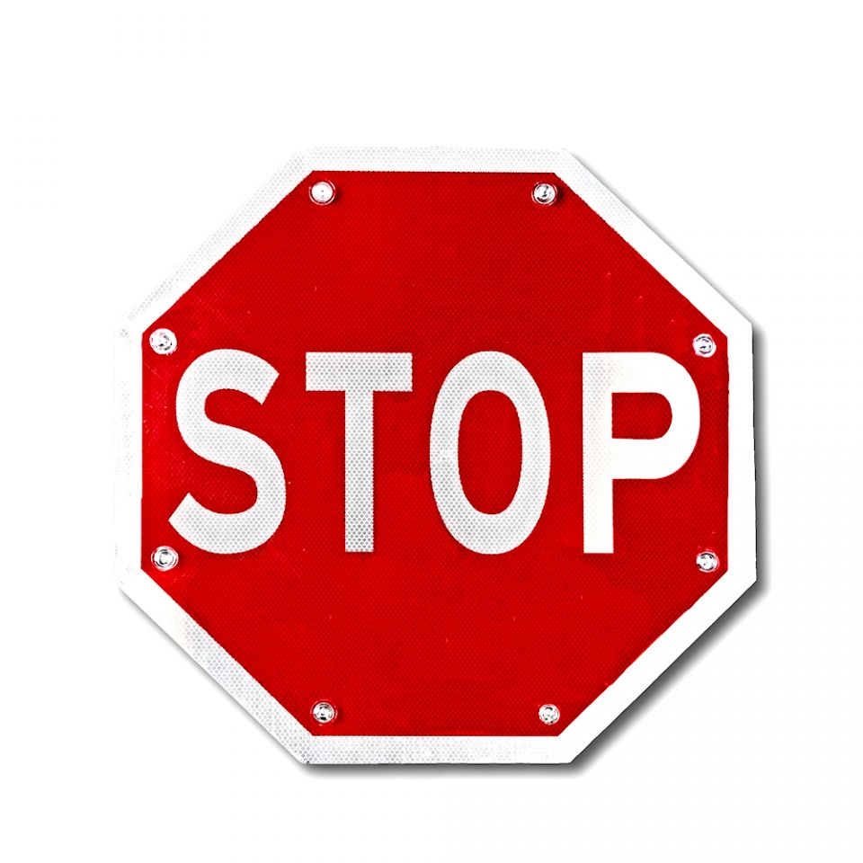 24" Solar Powered Flashing LED Stop Sign