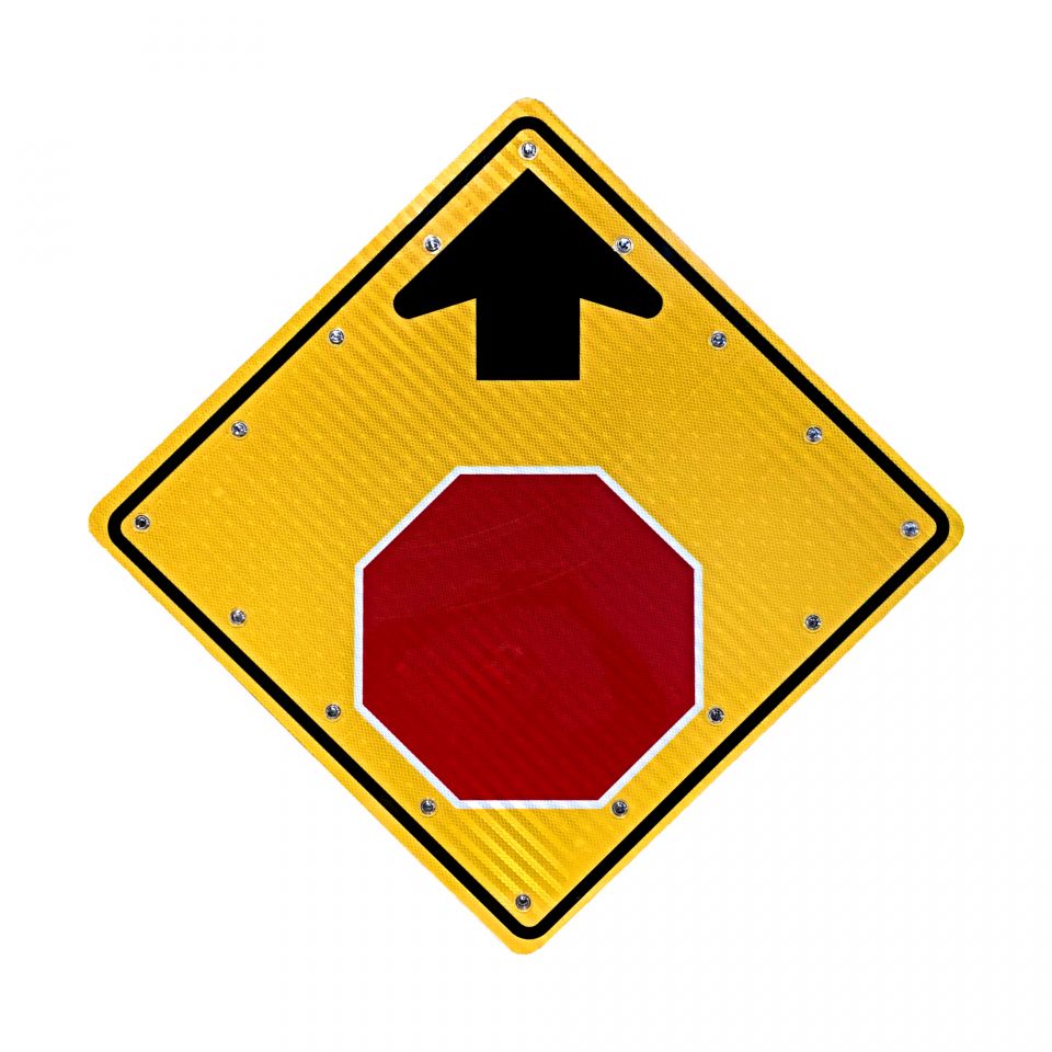 30" Solar Powered Flashing Stop Sign for Road Safety