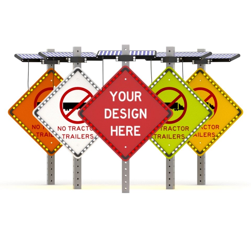 Helios Series Custom Diamond Shape Solar Flashing Sign