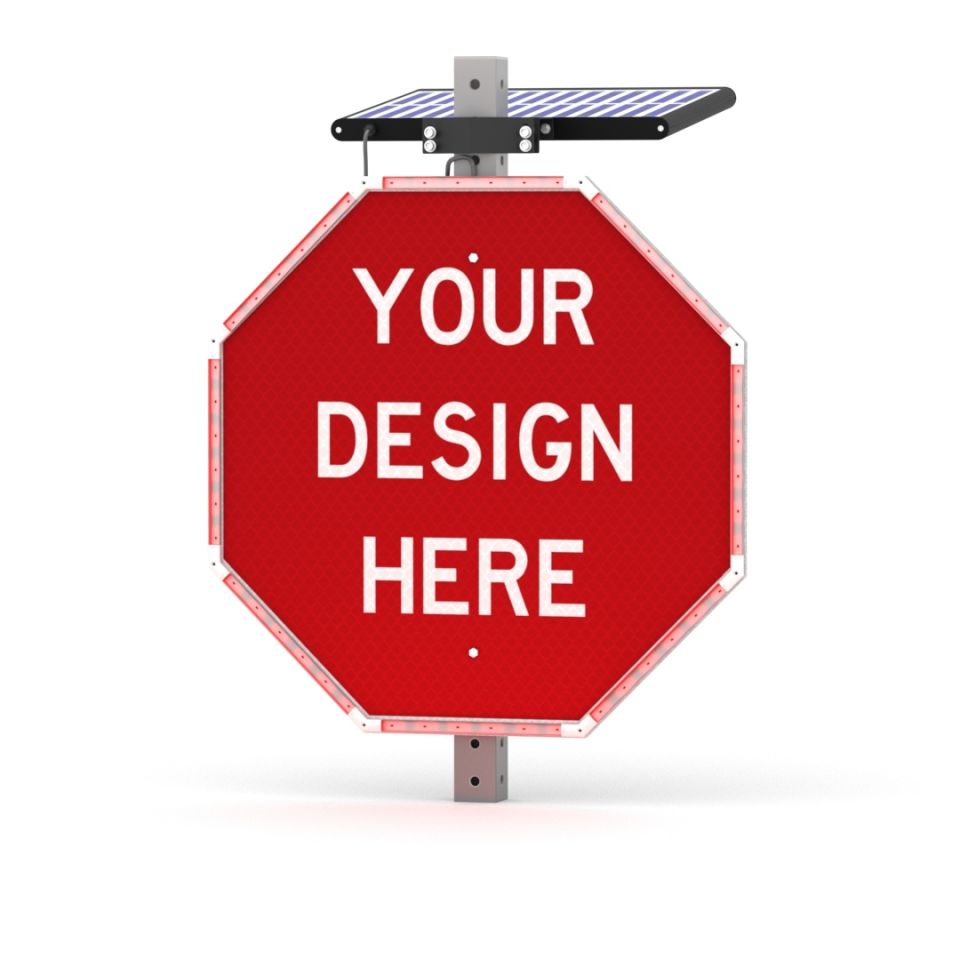 Helios Series Custom Octagon Shape Solar Flashing Sign