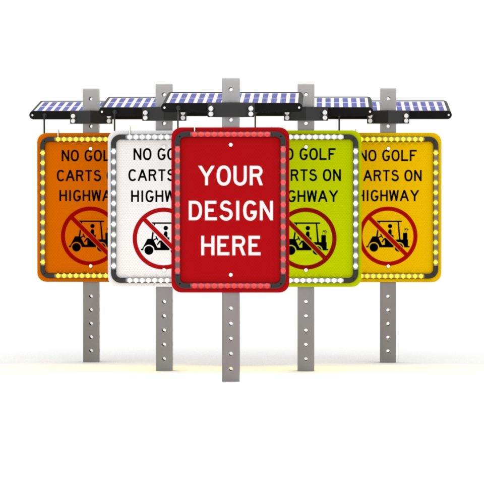 Helios Series Custom Rectangle Shape Solar Flashing Sign