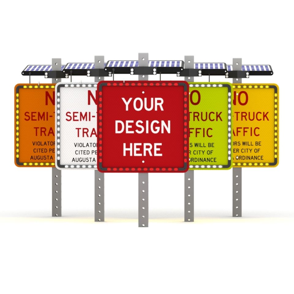 Helios Series Custom Square Shape Solar Flashing Sign