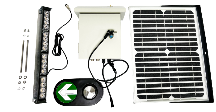 Solar Horizontal Rapid Flashing Beacon System with Push Button Activation - RRFB