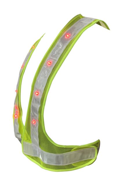 Bundle of 50 - LED Flashing Polyester Vest with Hi-Vis Reflective Tape and Velcro Closure