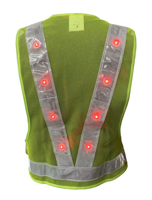 Bundle of 50 - LED Flashing Polyester Vest with Hi-Vis Reflective Tape and Velcro Closure