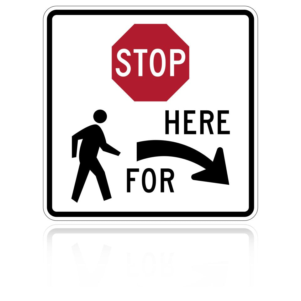 MUTCD R1-5BR Stop For Pedestrians (Right Arrow)