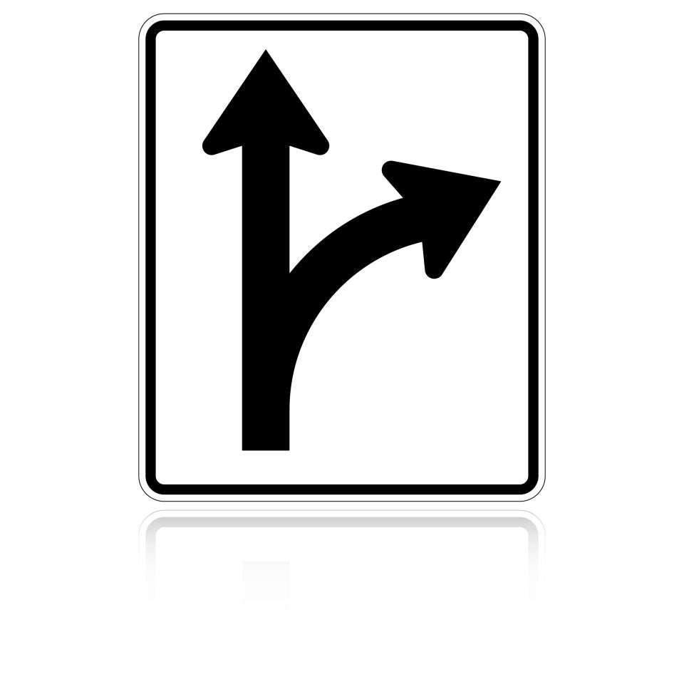 MUTCD R3-6(L&R) Optional Movement (Straight and Left or Right)