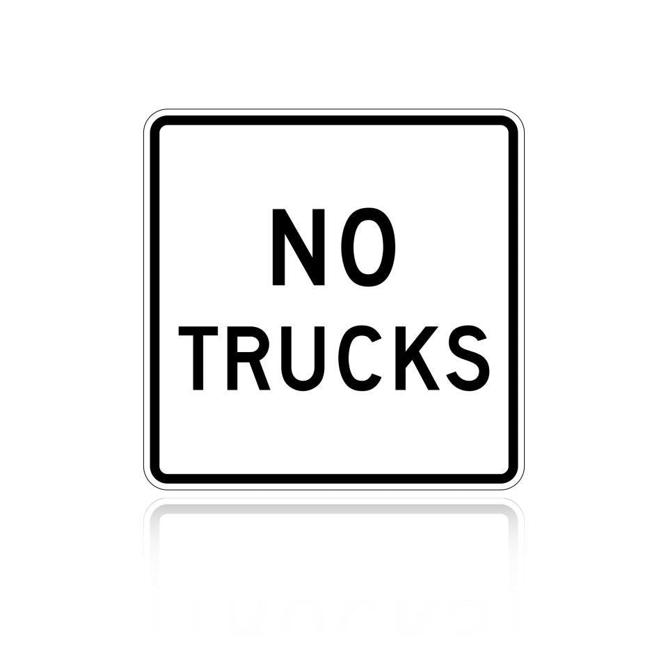 MUTCD R5-2A No Trucks (word message)