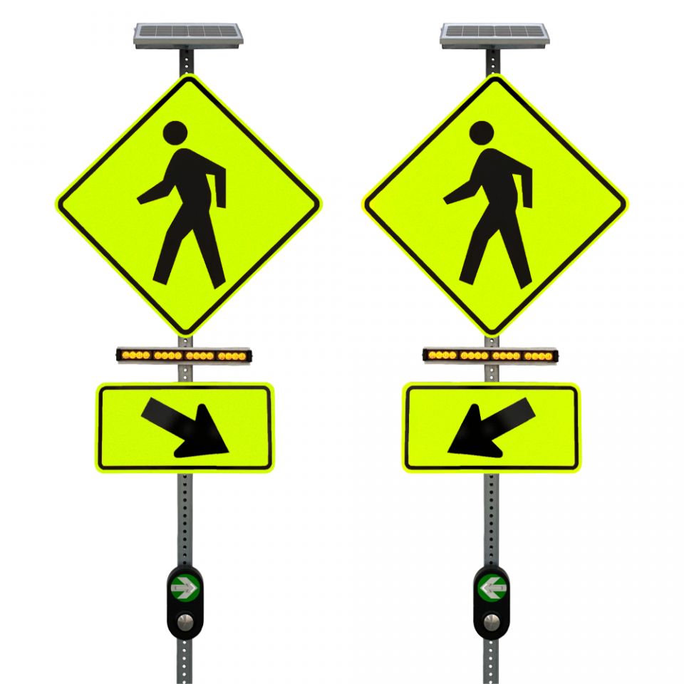 Solar Horizontal Rapid Flashing Beacon System with Push Button Activation - RRFB