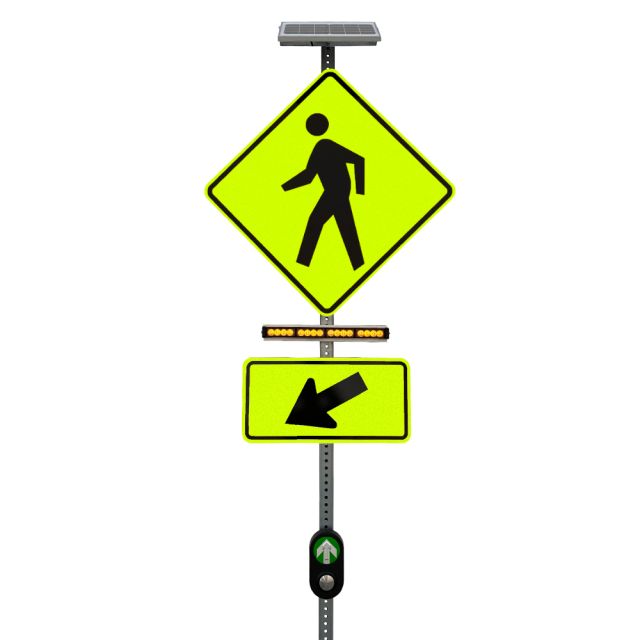Single Solar Horizontal Rapid Flashing Beacon with Push Button Activation - RRFB