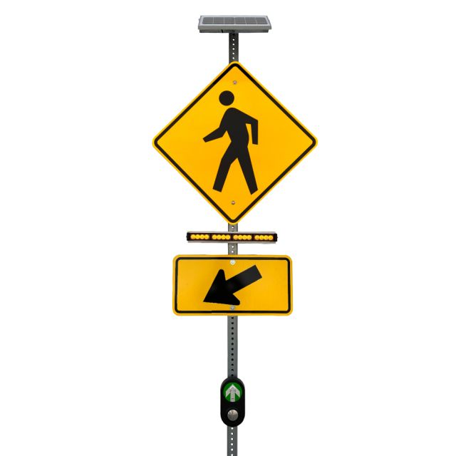 Single Solar Horizontal Rapid Flashing Beacon with Push Button Activation - RRFB