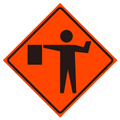 "Flagger Symbol" Roll-Up Traffic Sign