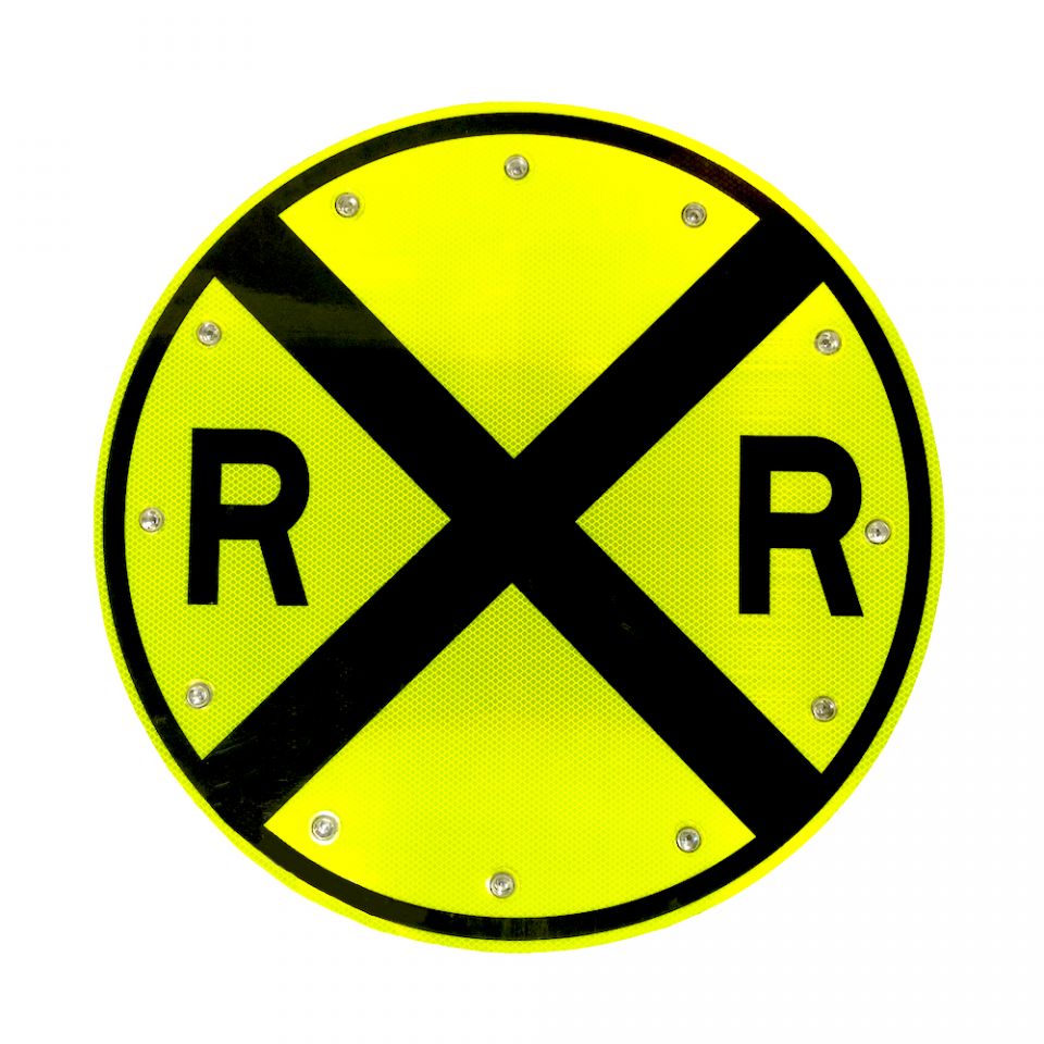36" Solar Flashing Railroad Sign for Enhanced Safety