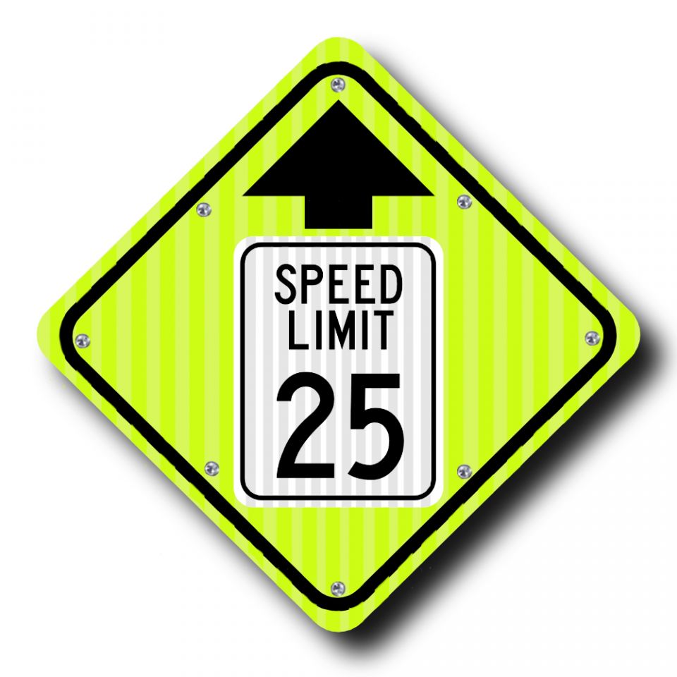 24" Solar Flashing Reduced Speed Ahead Sign