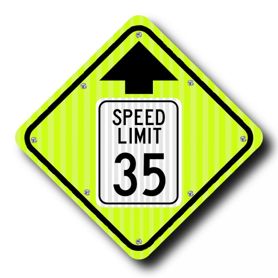 24" Solar Flashing Reduced Speed Ahead Sign