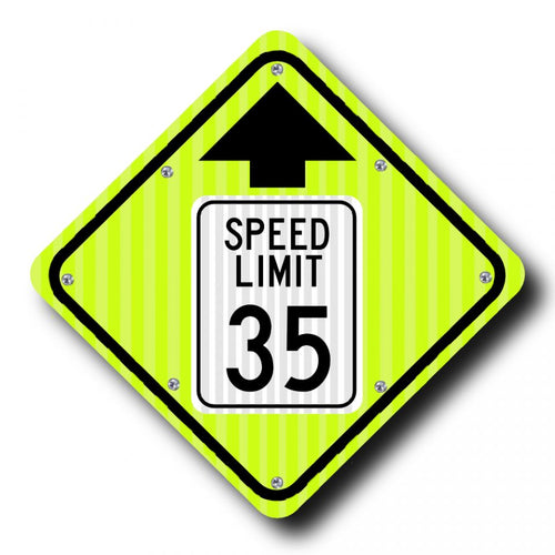 24" Solar Flashing Reduced Speed Ahead Sign