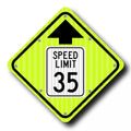 36" Solar Flashing Reduced Speed Ahead Sign