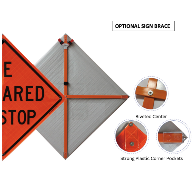 Quantity 5 - Bulk Pallet Pricing "Left Lane Closed Ahead" Roll-Up Traffic Signs