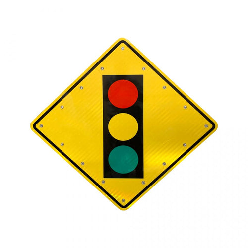 24" Solar Flashing Signal Ahead Sign for Traffic Safety