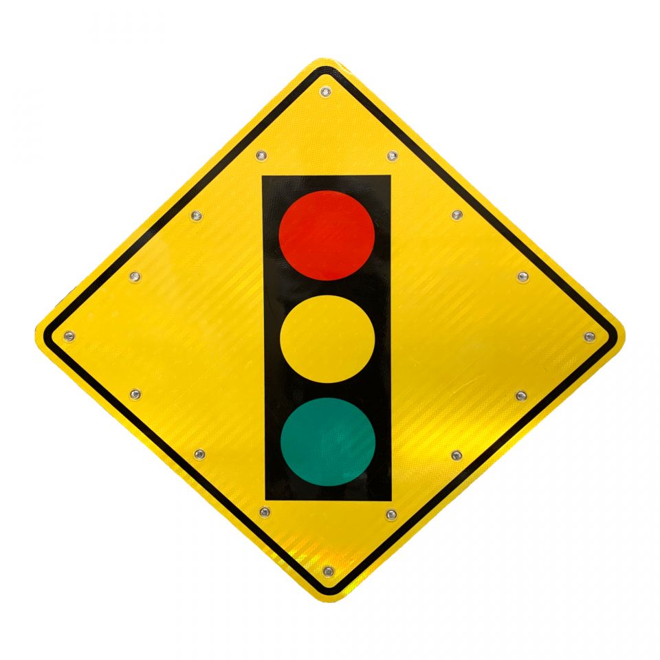 36" Solar Flashing Signal Ahead Sign for Traffic Safety
