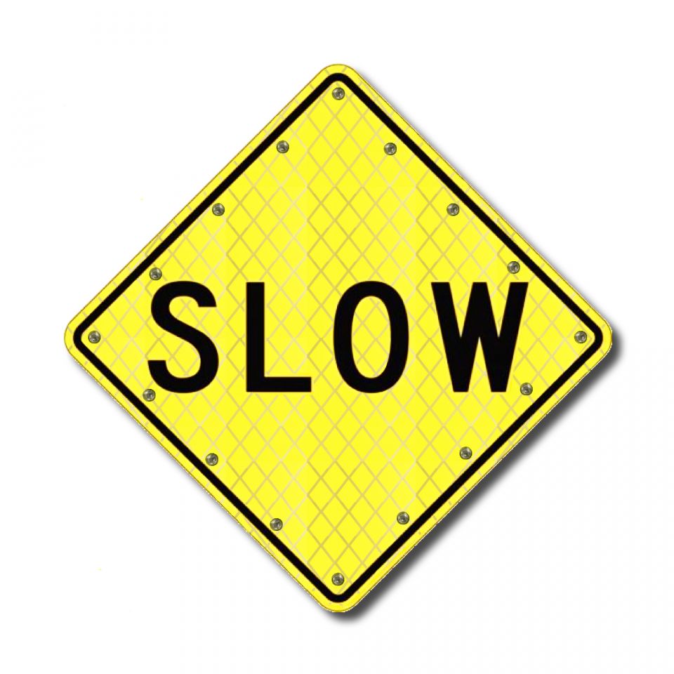 24" Solar Flashing Slow Sign for Traffic Safety