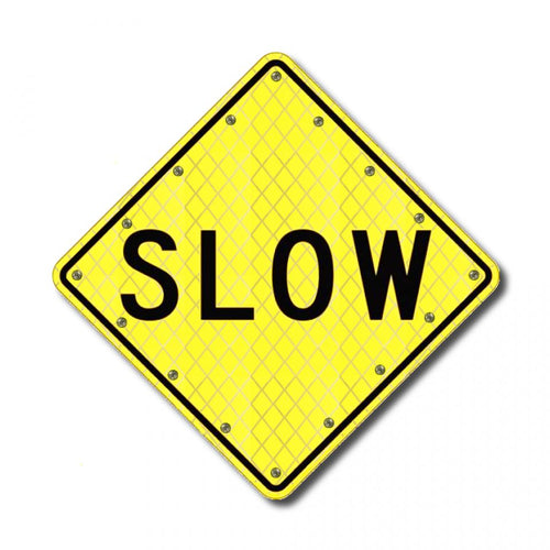 24" Solar Flashing Slow Sign for Traffic Safety