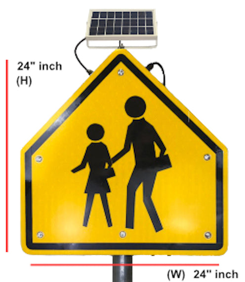 24" LED Flashing School Crossing Sign for Safety