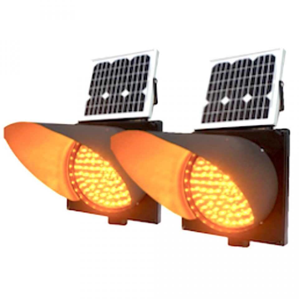 Double 8" Solar LED Flashing Warning Beacon