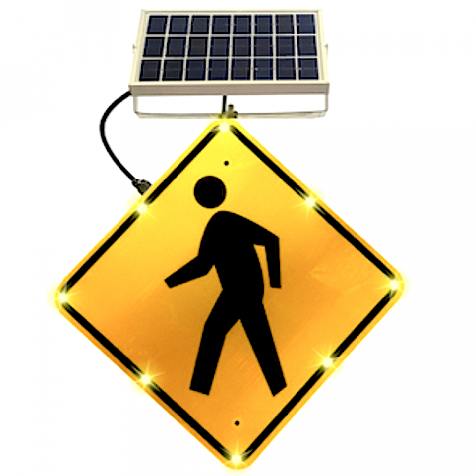 Refurbished 24" Flashing Crosswalk Sign for Enhanced Safety