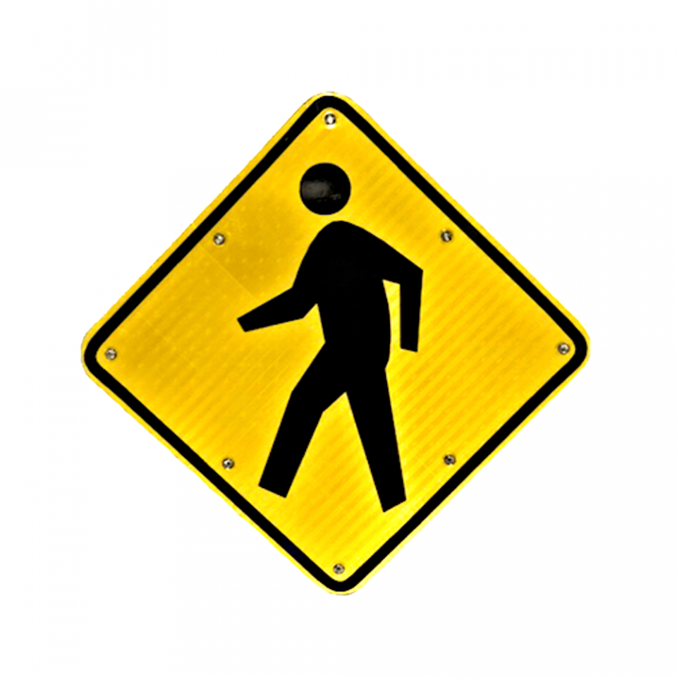 24" Solar Powered Flashing Crosswalk Sign for Safety