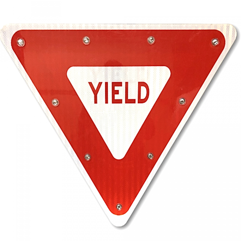 36" Solar Flashing Yield Sign for Traffic Safety