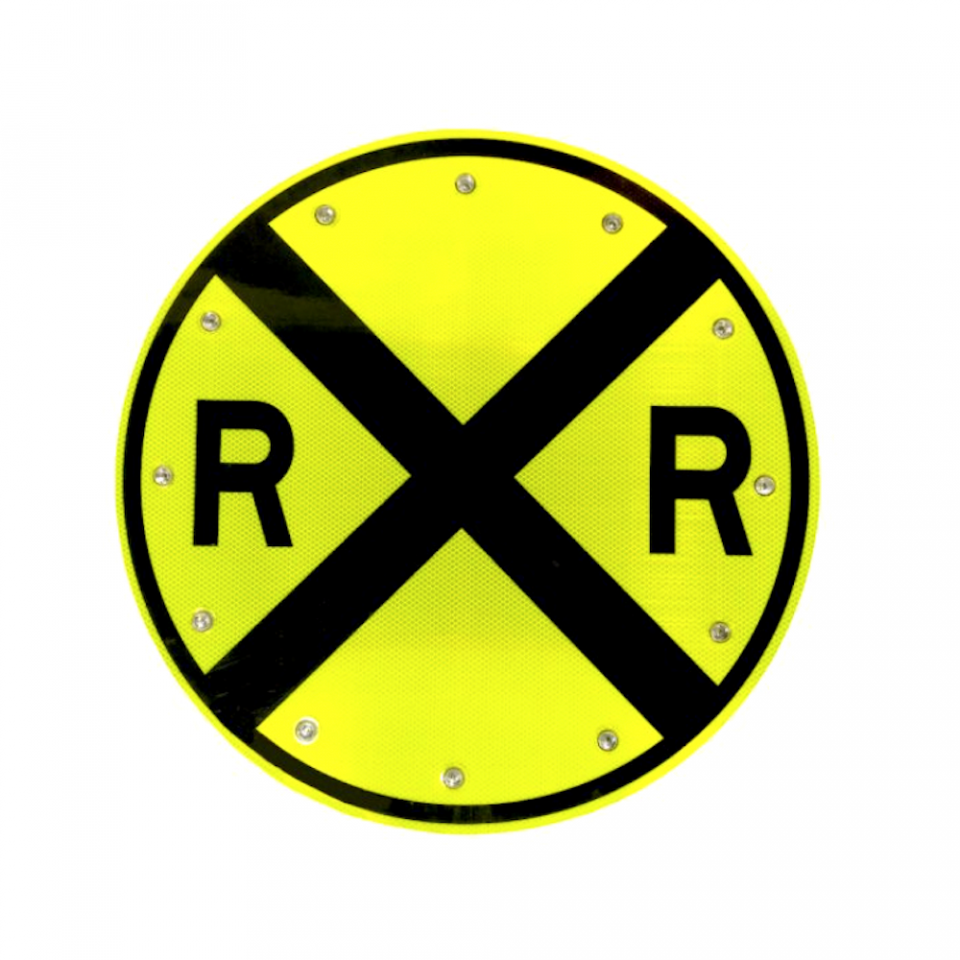 24" Solar Flashing LED Railroad Sign for Safety