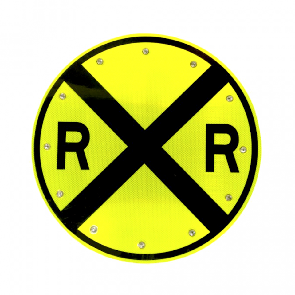 30" Solar Flashing Railroad Sign for Safety and Visibility