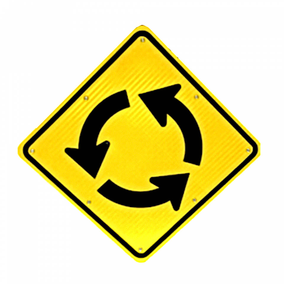 24" Solar Powered LED Flashing Roundabout Sign