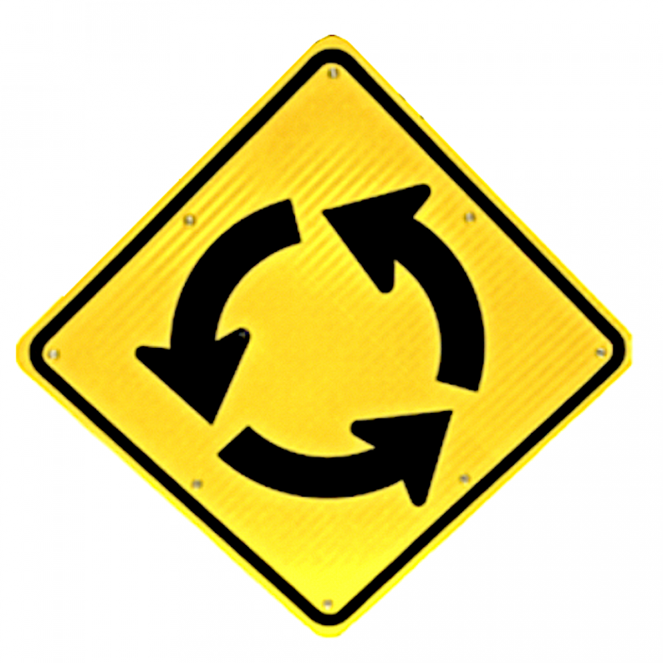 30" Solar Powered LED Roundabout Sign for Traffic Safety