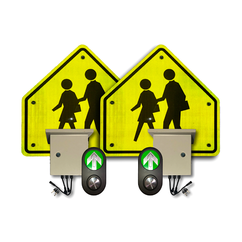 24" Push Button LED Flashing School Crossing System