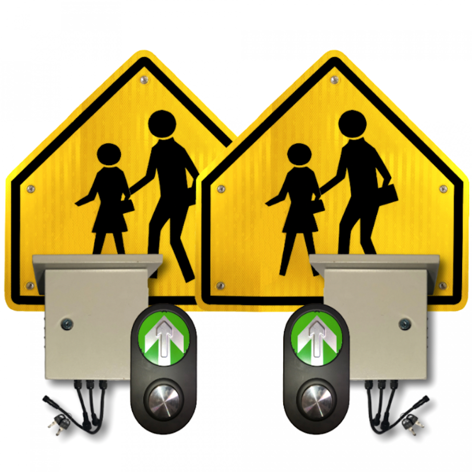 30" Push Button LED Flashing School Crossing System