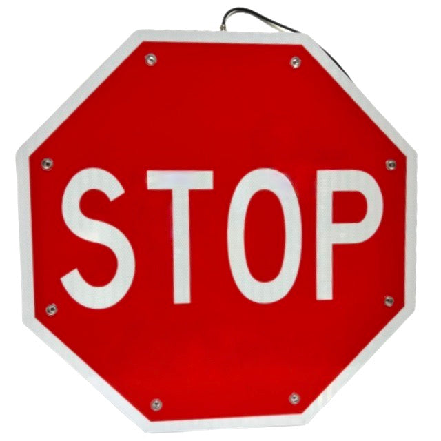 Produced in the United States: 30" Flashing Perimeter LED Stop Sign