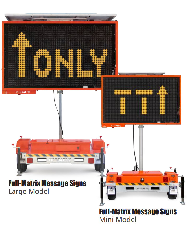 Large OPTRAFFIC Solar Powered Full Matrix Sign Trailer