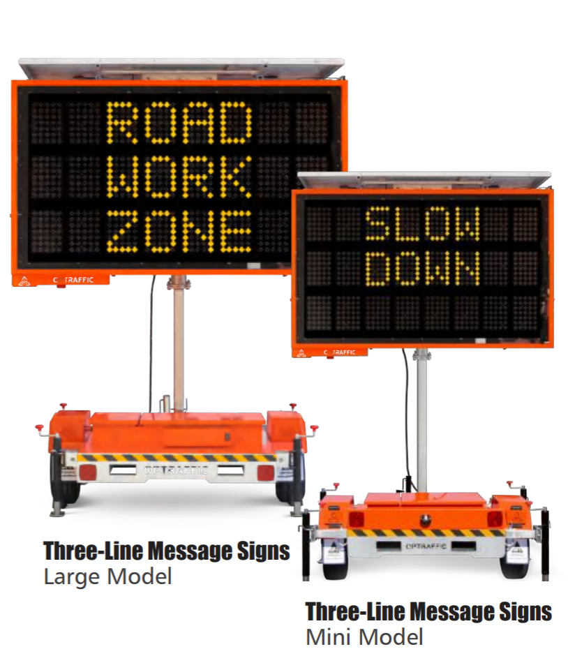 Mega OPTRAFFIC Three Line Message Sign Trailer
