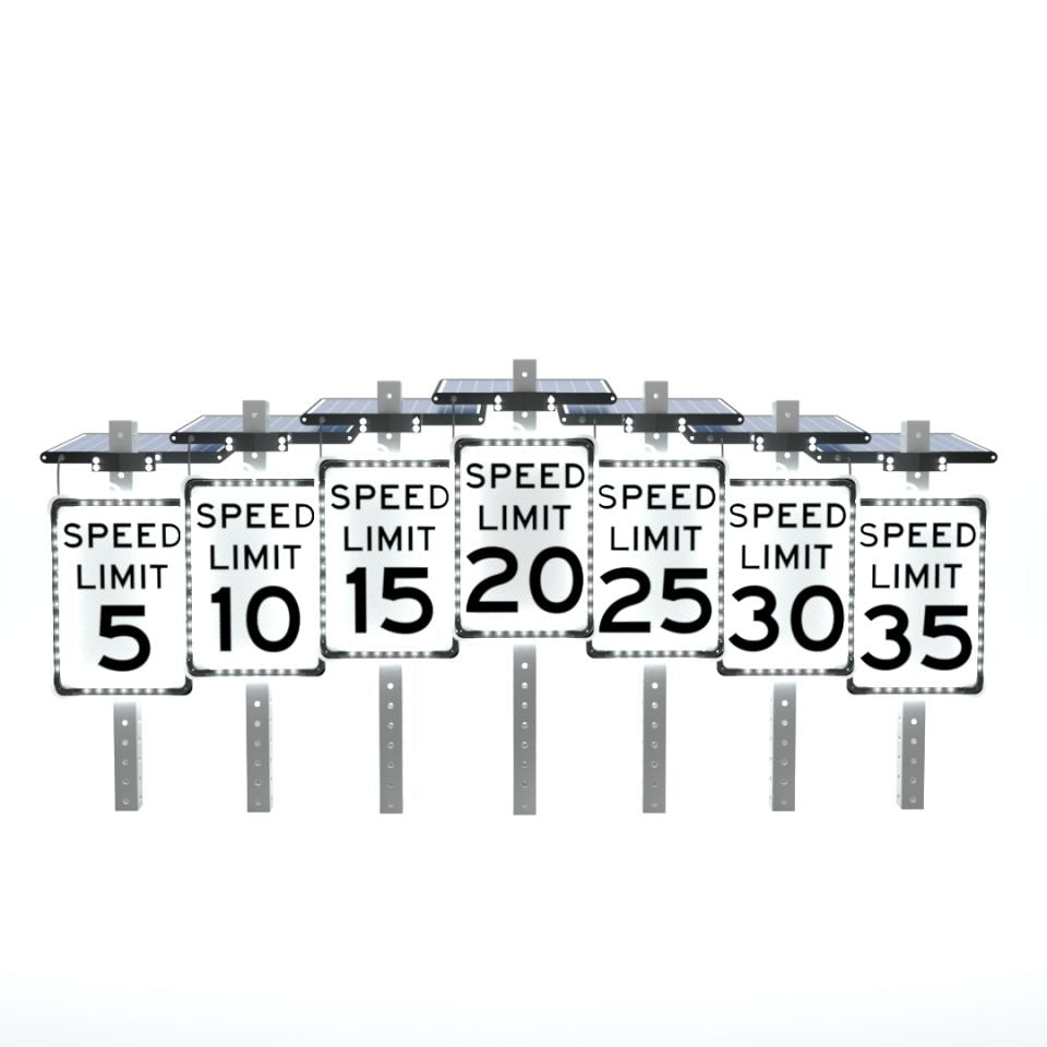 Helios Series 24"x30" Solar Powered Flashing MPH Speed Limit Sign
