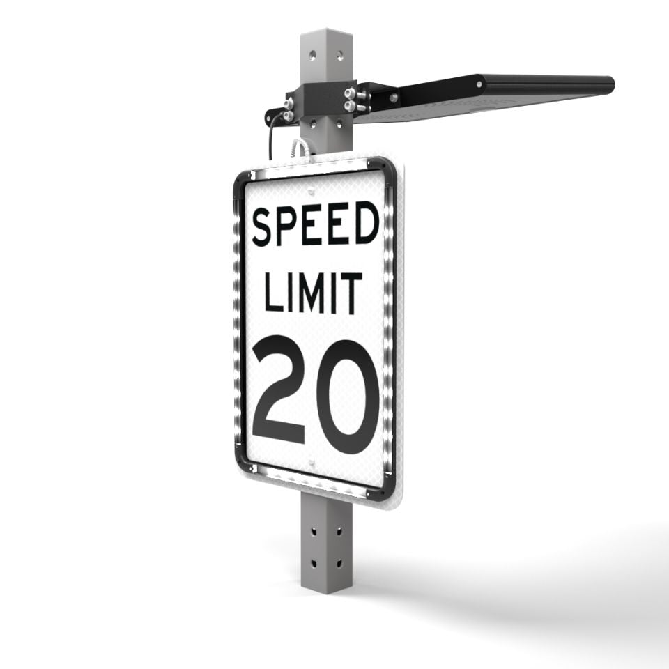 Helios Series 18"x24" Solar Powered Flashing MPH Speed Limit Sign